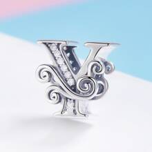 1 pieza vintage plata de ley 925 26 con letra colección A a Z colgante para plata esterlina Pulsera o Brazalete Bisutería regalo