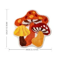 毛绒可爱蘑菇女孩浴室垫，防滑柔软橙色不对称形状吸水厕所地垫，入口垫 - 橘色 - 查看 8