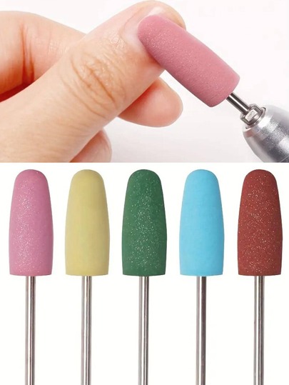 5pcs Rubber Silicone Nail Drill Bit Nail Buffer Rotary Burr Mills Cutter For Manicure Drill Accessories Foot Polishing Tools