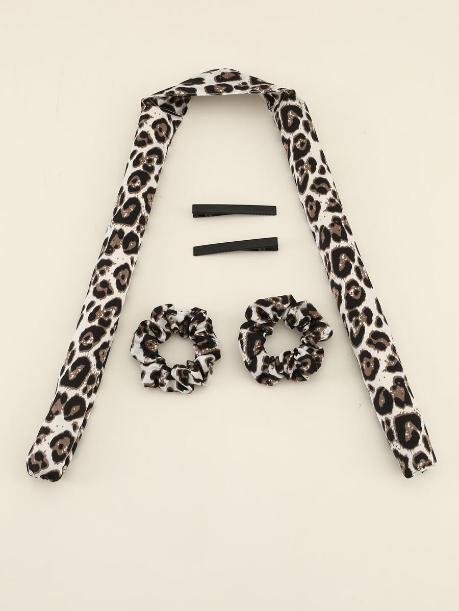 6pcs/Set Leopard Print No Heat Hair Curler With Headband, No Heat Hair