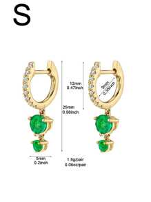1 đôi Sang trọng Vàng lấp đầy Đầy màu sắc Khối Zirconia  Dangle Bộ bông tai Đối với phụ nữ Thời trang Buổi tiệc Đồ trang sức - Vàng - Xem 13