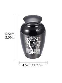 1入組金屬寵物紀念館帶生命之樹設計適用於骨灰 - 黑色 - 查看 4