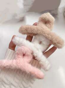 3件套女士11厘米大号毛绒爪夹，秋冬季日常发饰，柔软保暖发夹，适合盘发