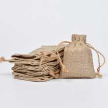 5 Stücke Naturleinen Zugkordeltasche Mit Seil, Ideal Für Geschenkverpackung, Schmuck Oder Aufbewahrung, Diy-hochzeitsgeschenkbeutel, Süßigkeiten Schokolade Schmuckverpackungsbeutel, Party-dekorbeutel, Geburtstagsfeiergeschenkbeutel, Urlaubsgeschenkbeutels, Verschiedene Größen Erhältlich - Leinenfarbe - Übersicht 2