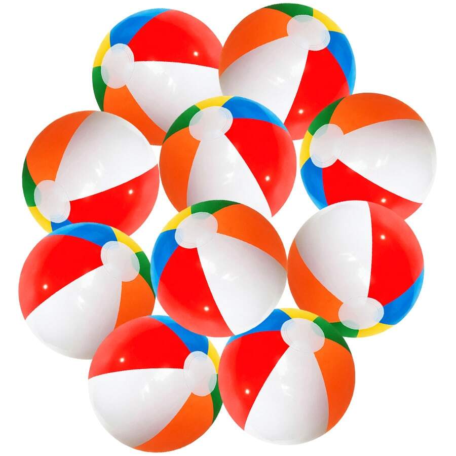10pcs Inflatable Beach Ball, 11.81 Inch Pool/Beach Party Decoration Balloons, 6 Colors Outdoor Activities Sports Accessories, Beach Essentials, Pool Float - Multicolor - View 1