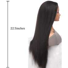 化纤假发黑色亚克力发质22.5英寸女士长发假发女士长直发化纤假发 - 黑色 - 查看 9