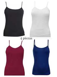 4 blusas de tirantes colores al azar top basico para mujer unitalla fresco - Multicolor - Ver 1