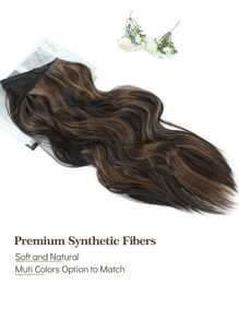 Tóc nối bằng sợi tổng hợp mềm mại, xoăn gợn sóng, nhuộm Balayage, màu nâu đến hạt dẻ, dành cho nữ - Màu nâu Sô-cô-la - Xem 4
