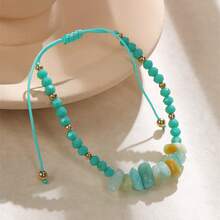 1條多彩天然水晶串珠手鍊,可調節大小的情侶手鍊,友誼禮物,在返校季節適合女性日常佩戴