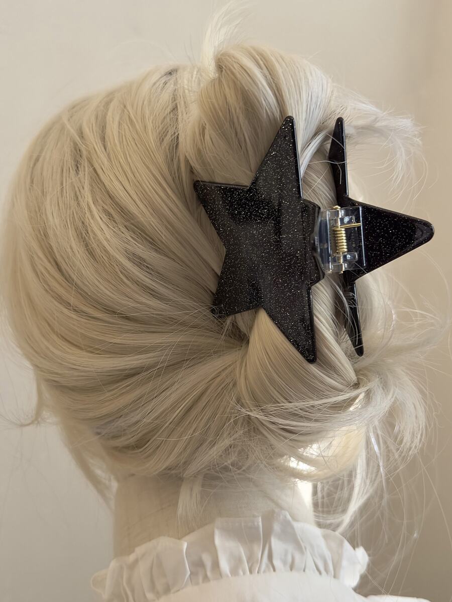 1pc Ladies' Resin Star Shaped Hair Claw Clip With Glitter Effect