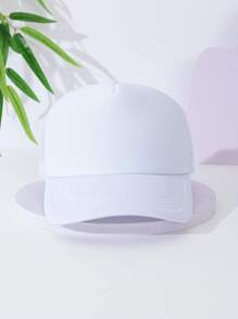 1pc Simple Decorated Trucker Hat Baseball Cap, Suitable For Daily Wear - White - View 1