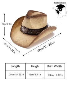 復古牛仔帽 - 男女通用西部牛仔帽 - 米色 - 查看 3