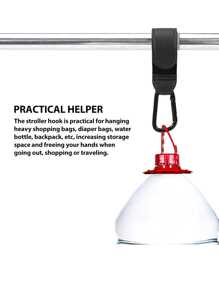 嬰兒車配件、嬰兒車掛鉤、嬰兒車掛鉤、嬰兒車皮革風格包架、嬰兒車尿布袋掛鉤 - 黑色 - 查看 3