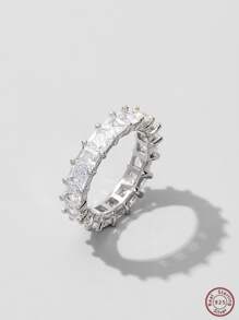 Vaerine Khối Zirconia  Trang trí Màu bạc Ban nhạc đám cưới Đối với phụ nữ Đám cưới cô dâu Tốt Đồ trang sức Hôn ước - Bạc - Xem 14