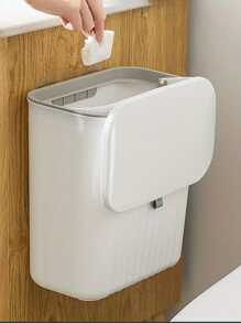 1 thùng rác treo tường loại lật dung tích lớn để lưu trữ đồ dùng nhà bếp và phòng tắm - trắng - Xem 1