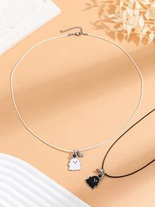 ATLVXJL Bộ 2 chiếc vòng cổ mặt dây chuyền hình trái tim hoạt hình dễ thương dành cho cặp đôi, có hạt phát sáng bên trong, dây da PU, quà tặng ngày Valentine. - Nhiều màu - Xem 6