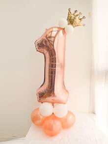 15入組/套玫瑰金數字氣球柱皇冠數字小氣球派對用品節日婚禮裝飾氣球 - 玫瑰金 - 查看 2