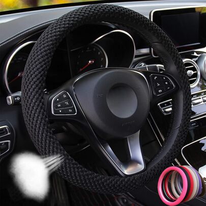 Ice Silk Car Steering Wheel Cover Non-Slip and Sweat-Absorbing Steering Wheel Cover with Elastic Stretch Universal