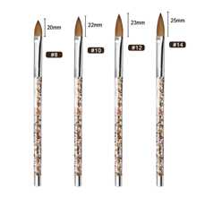 1/2pcs Kolinsky Acrylic Nail Brush For Acrylic Application Pincel Para Acrilico Kolinsky For Nails Extension Carved Acrylic Powder With Liquid Glitter Handle Size 10 - Gold*2PCS - View 3
