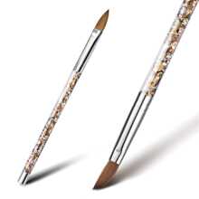 1/2pcs Kolinsky Acrylic Nail Brush For Acrylic Application Pincel Para Acrilico Kolinsky For Nails Extension Carved Acrylic Powder With Liquid Glitter Handle Size 10 - Gold*2PCS - View 6