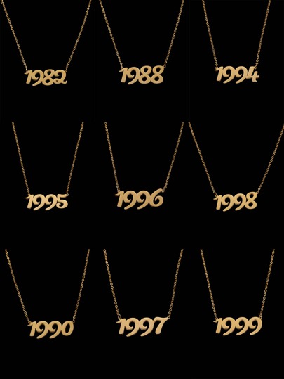 1 pc Gorgeous Style Gold Year Digital Time Pendant Necklace for Women's Birthday