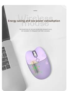 MOFII M3 無綫鼠標，具有輕巧可愛貓爪圖案和貓耳形狀，適用於 Windows、PC、筆記本電腦、台式機、紫色 - 紫色 - 查看 5