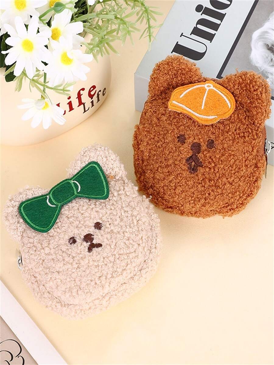 2pcs Cute Plush Wallet & Purse For Kids, Random Color - Multicolor - View 1