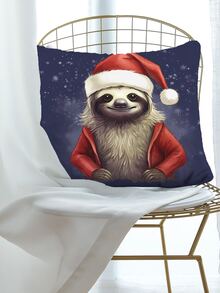 1pc Christmas Themed Digital Printed Pillowcase - Multicolor - View 4