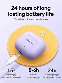 None In-ear (Insert) Sweatproof Touch Control With Mic Deep Bass Volume Control Wireless Earbuds - Purple - View 10