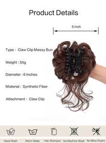 爪夹凌乱发髻发片 女士凌乱发髻 马尾辫 合成卷发波浪发髻 带发夹 - 摩卡棕 - 查看 3