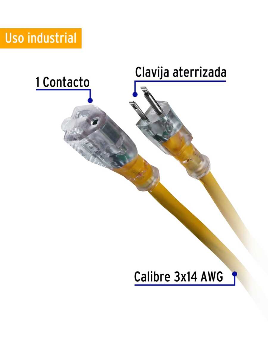 Extensión Reforzada 4 Mt Cal. 14 Aterrizada Volteck ERA-4X14 - Amarillo - Ver 1