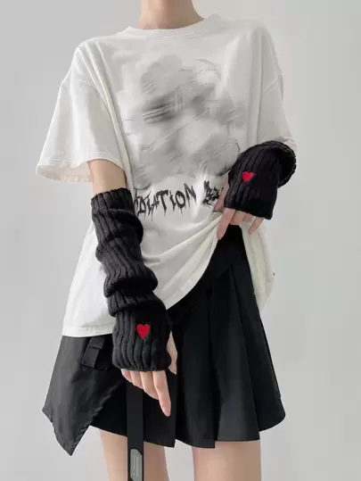 1pair Women Arm Warmers, Autumn & Winter Warm Knitted Arm Warmers, Y2k Element Arm Sleeves, Suitable For Daily/Date/Home/Outdoor Use Bow