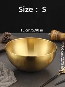 1 件装不锈钢韩国饭碗，双层，适合儿童，用作泡菜碗、厨师碗和冷面碗，银色中国传统浅陶锅式碗，用于甜点学校用品，返校 - 金色 - 查看 7