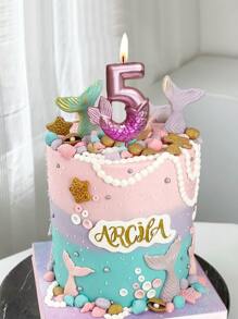 Rose Gold Mermaid Tail Shaped Number 0-9 Birthday Party Cake Candle,