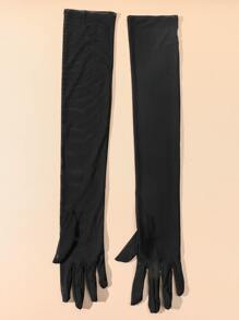 1 Pair Sheer Mesh Formal Gloves, Sexy & Fashionable For Weddings And Parties Halloweenwedding - Black - View 4