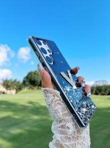 1pc Star Sky Pattern Silicone Dropproof Phone Case With Rhinestone For Both Apple & Android Phones