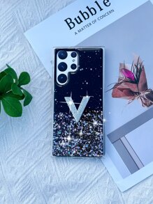 1pc Star Sky Pattern Silicone Dropproof Phone Case With Rhinestone For Both Apple & Android Phones