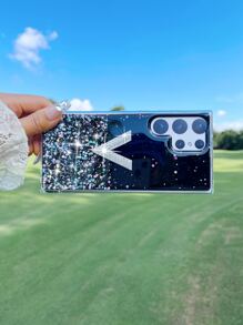 1pc Star Sky Pattern Silicone Dropproof Phone Case With Rhinestone For Both Apple & Android Phones
