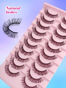 Asiteo 10 Pairs Full Strip Lashes D Curl False Eyelashes Natural Lashes Soft Faux Mink Eyelashes