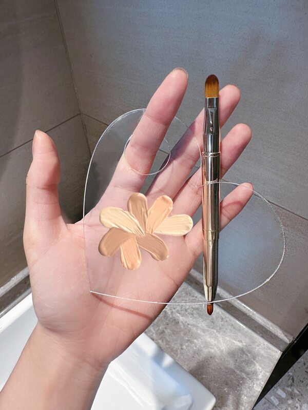 1pc Acrylic Transparent Heart-shaped Foundation Color Mixing Palette For Makeup