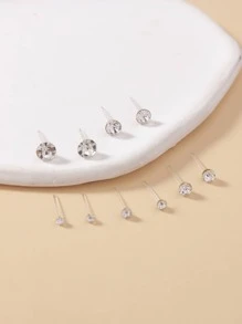 1set/36pairs Fashionable Cubic Zirconia Imitation Women Stud Earrings Set For Daily Wear, Holiday Gift, Simple Jewelry - White - View 4