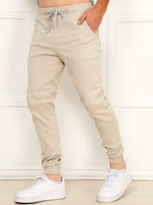 Men Pants - 米色 - 查看 2