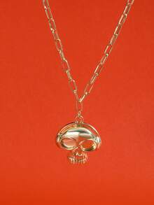 萬聖節項鍊恐怖骷髏南瓜蜘蛛項鍊女款橙黑色高分子黏土假日派對珠寶