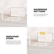 12入組鞋盒，透明塑料可堆疊鞋子收納盒，適用於衣櫃收納，節省空間可折疊鞋盒 - 無色 - 查看 6