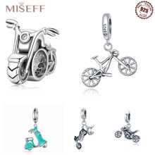 MISEFF 全新 1入組 925 純銀炫酷交通復古摩托車珠吊飾手鍊DIY珠寶製作男孩女孩生日禮物兒童節禮物