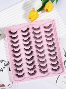 MAGEFY 20/40对自然交叉全脸混合假睫毛，精致款式，适合日常佩戴，卡通风格，旅行必备，可选配带夹子的眉刷 - 黑色 - 查看 5