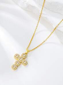 1個時尚鑲鑽吊墜項鍊,女性精品禮物 - 彩色 - 查看 5