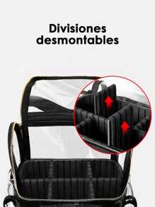 Bolso Cosmetiquero Bolso de Maquillaje PVC Transparente Impermeable de Gran Capacidad - Negro - Ver 3