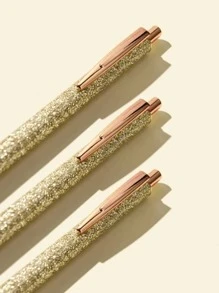 Golden Glitter Ballpoint Pen - Black - View 2