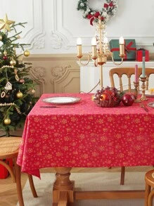 1片風鈴紅色聖誕桌布,廚房、餐廳桌面套布,適合節慶聚會、生日、感恩節和聖誕節裝飾 - 紅色 - 查看 8